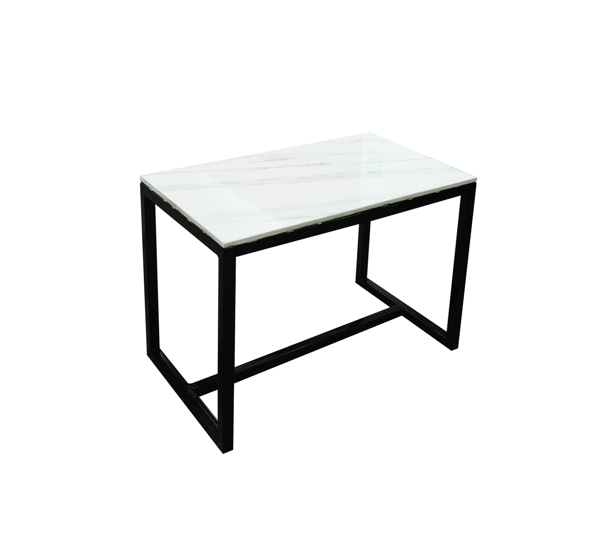 Mesa de centro 39x67cm en base de metal c/tope de mármol grande claro Powerfik
