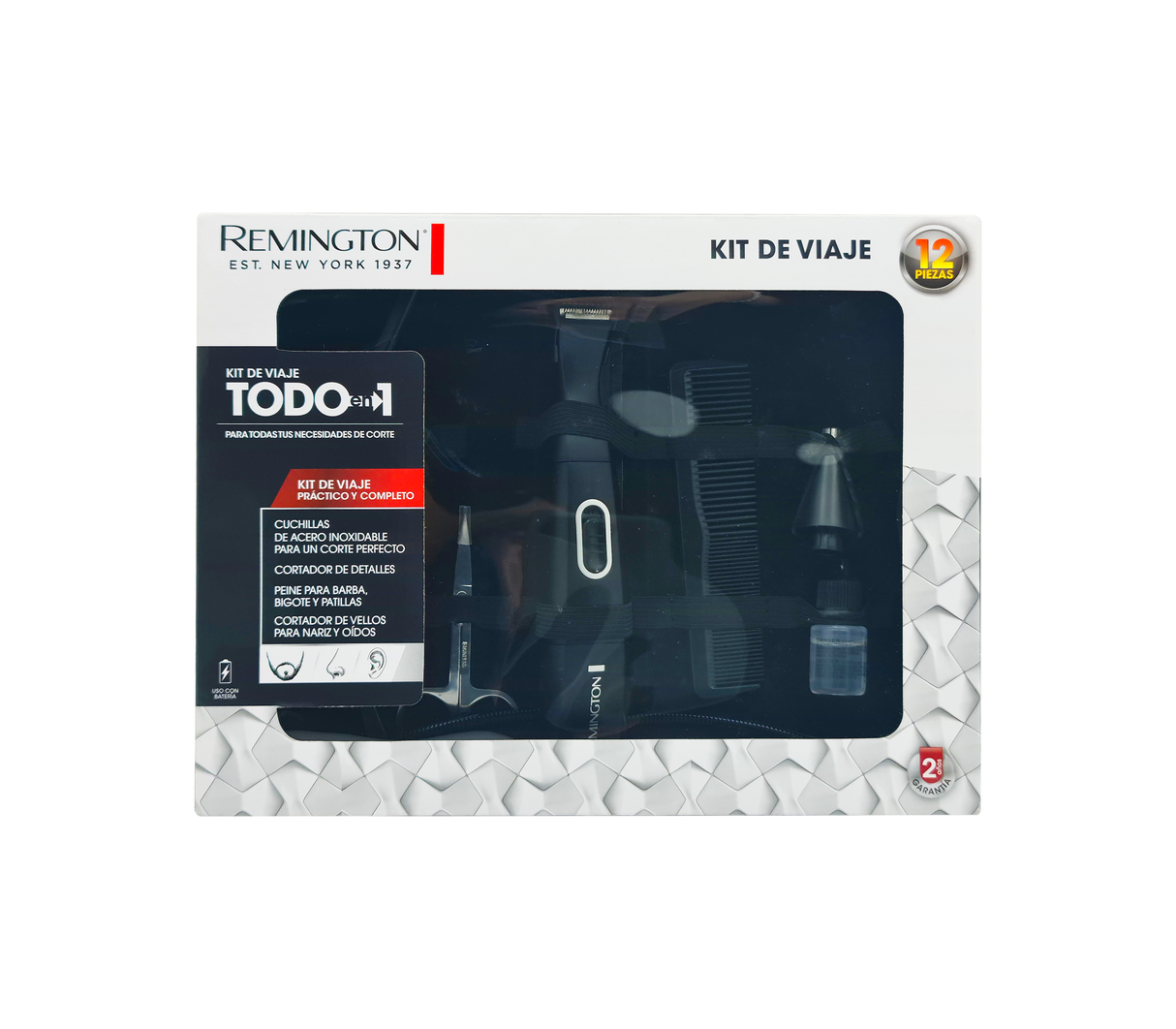 Kit Cortadora personal para viajes 12Pzas Negro Remington