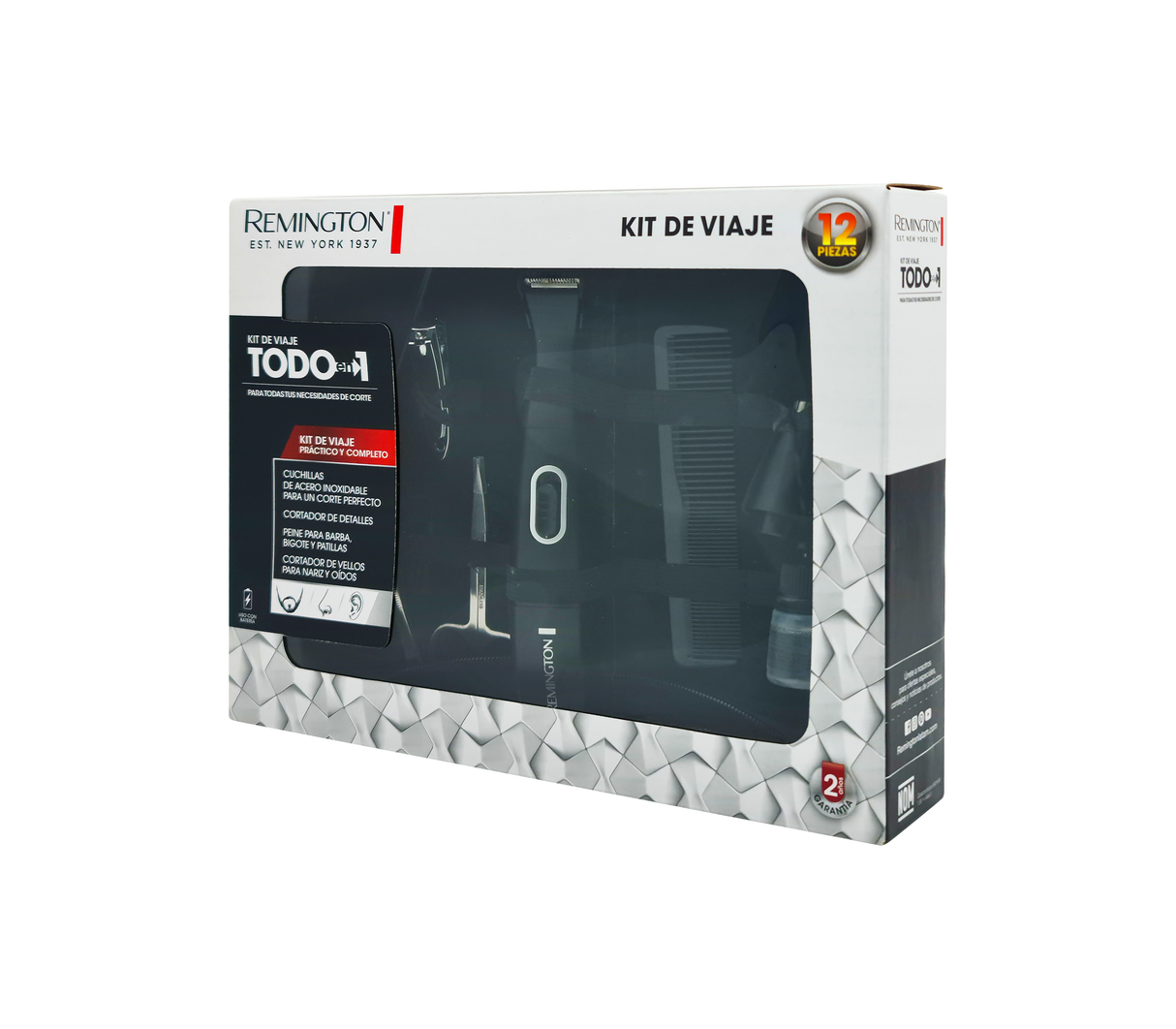 Kit Cortadora personal para viajes 12Pzas Negro Remington