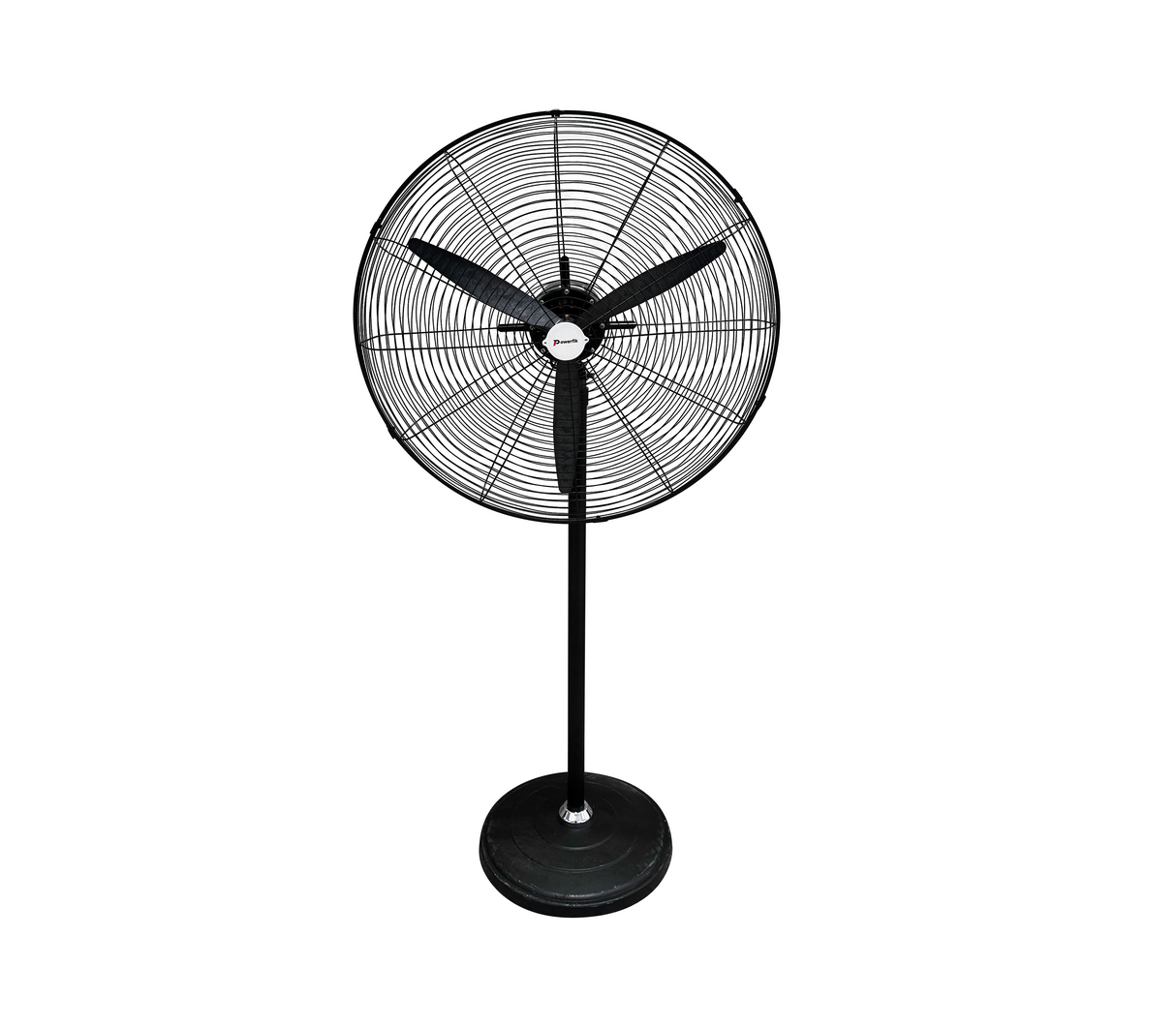 Ventilador industrial de pedestal 30" 3 aspas plásticas 150W negro Powerfik