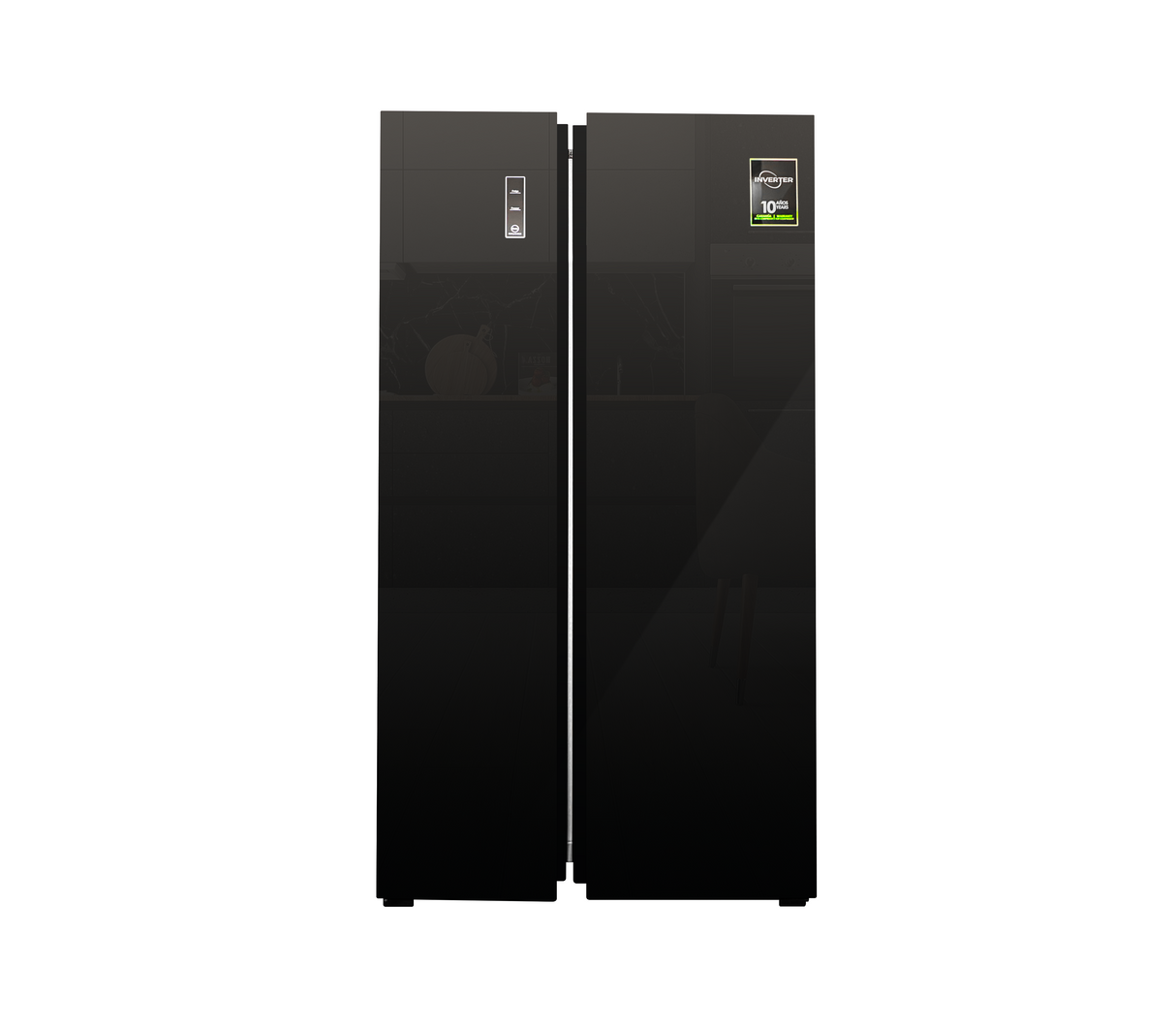 Nevera side by side 520lt (18.4pies) puerta tipo espejo negro Vetrux