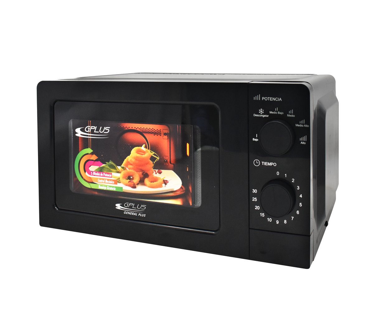 Horno microondas 0.7c/perilla negro 20 litros Gplus