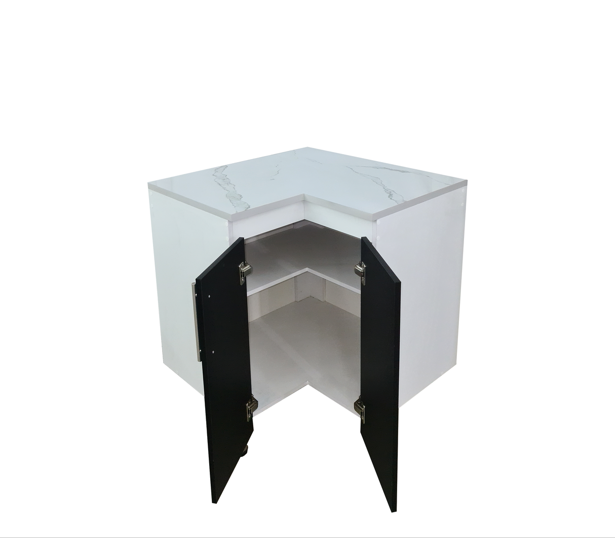 Gabinete/Mesón de Cocina Esquinero C/2Puertas Tope en PVC Marmolizado Powerfik