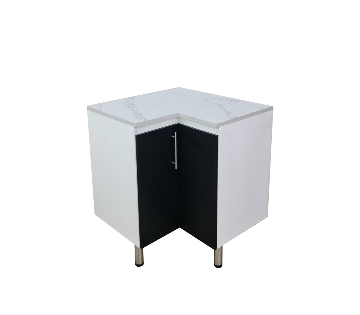 Gabinete/Mesón de Cocina Esquinero C/2Puertas Tope en PVC Marmolizado Powerfik