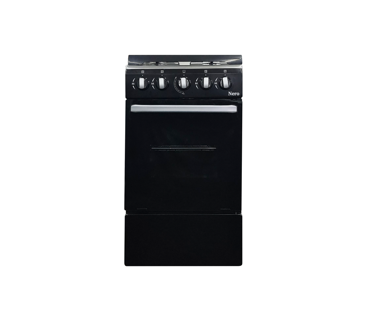 Cocina a gas 20" de piso 4h c/horno negro Nero
