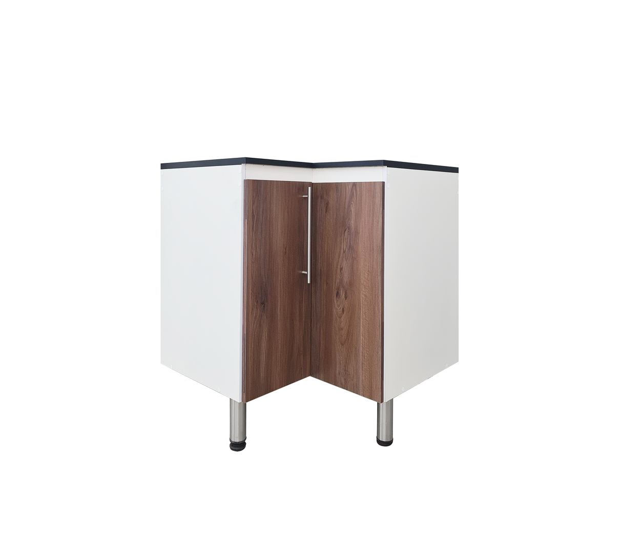 Gabinete/Mesón de Cocina Esquinero C/2Puertas Tope en PVC Marmolizado Powerfik