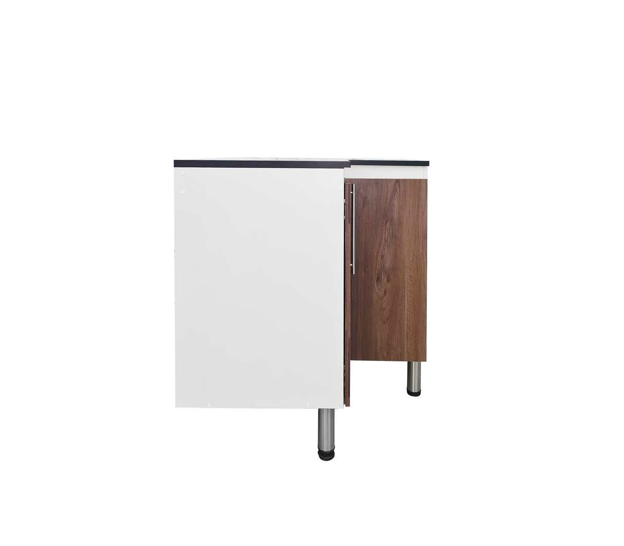 Gabinete/Mesón de Cocina Esquinero C/2Puertas Tope en PVC Marmolizado Powerfik