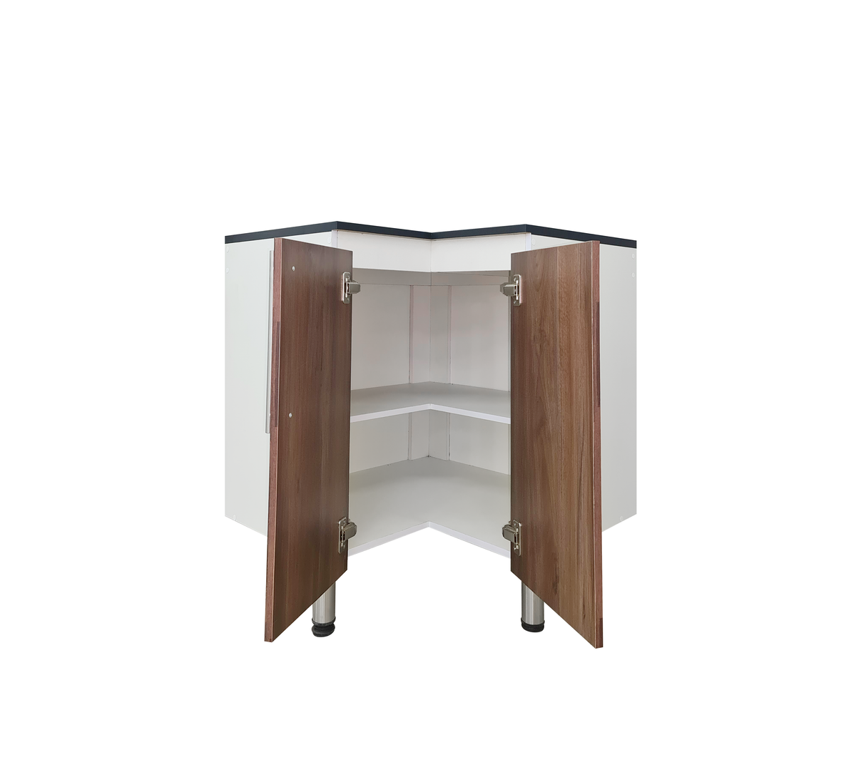 Gabinete/Mesón de Cocina Esquinero C/2Puertas Tope en PVC Marmolizado Powerfik