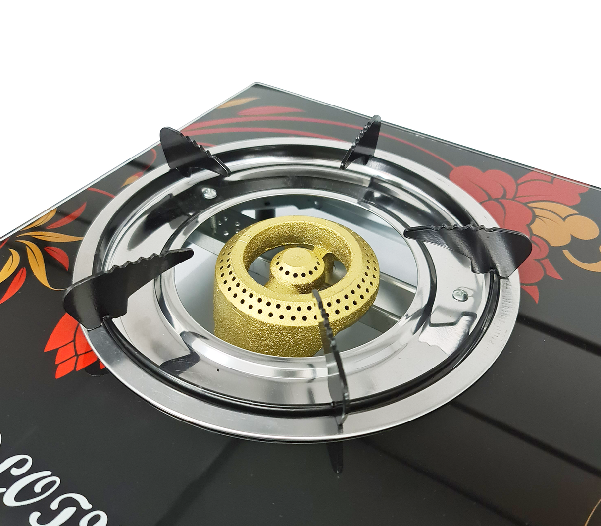 Cocina a gas 2 h vidrio negro-dis. mariposa Lotus