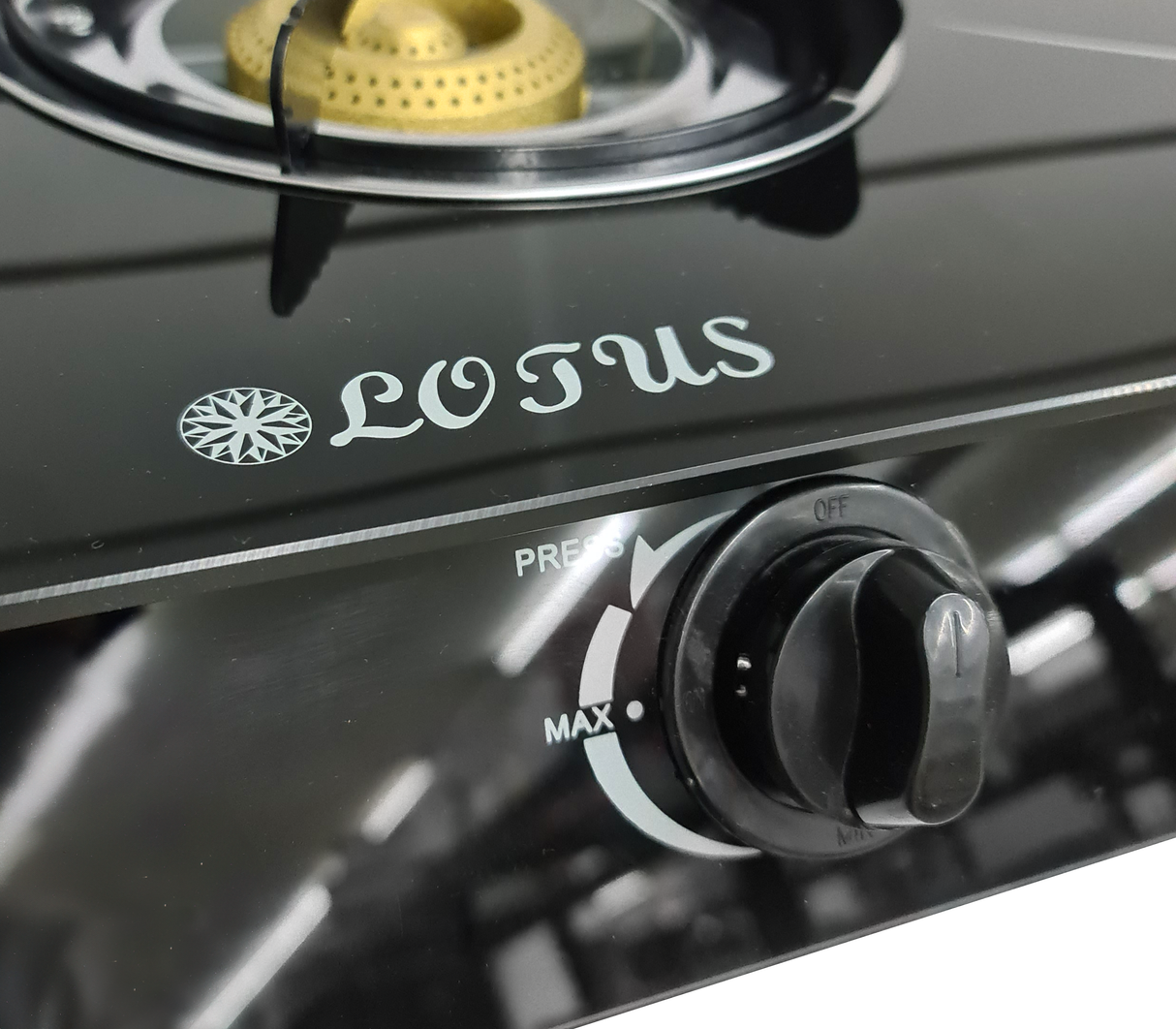 Cocina a gas 2 h vidrio negro-dis. flor Lotus