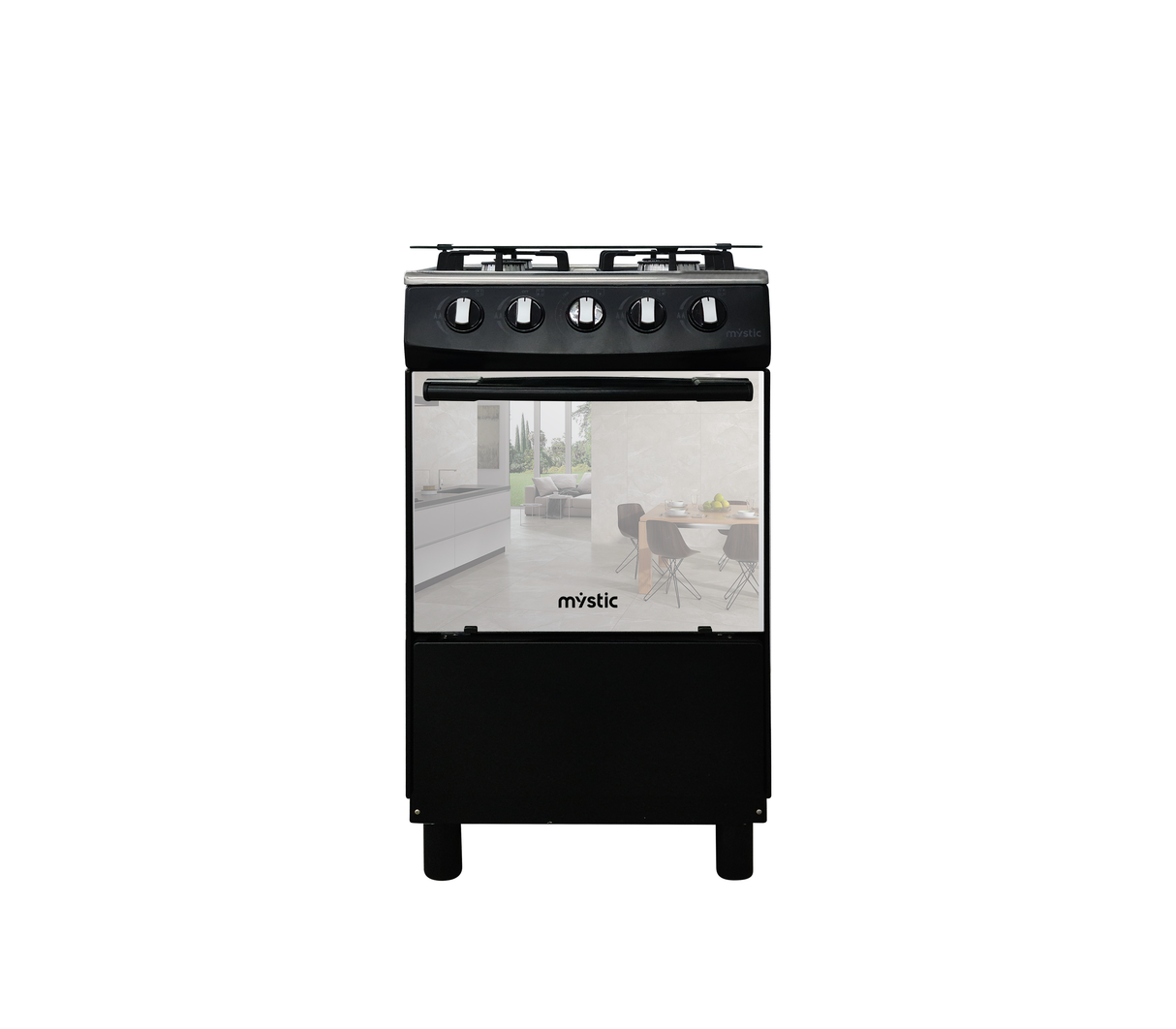 Cocina a gas esmeralda 4 hornillas (20") Negra Mystic