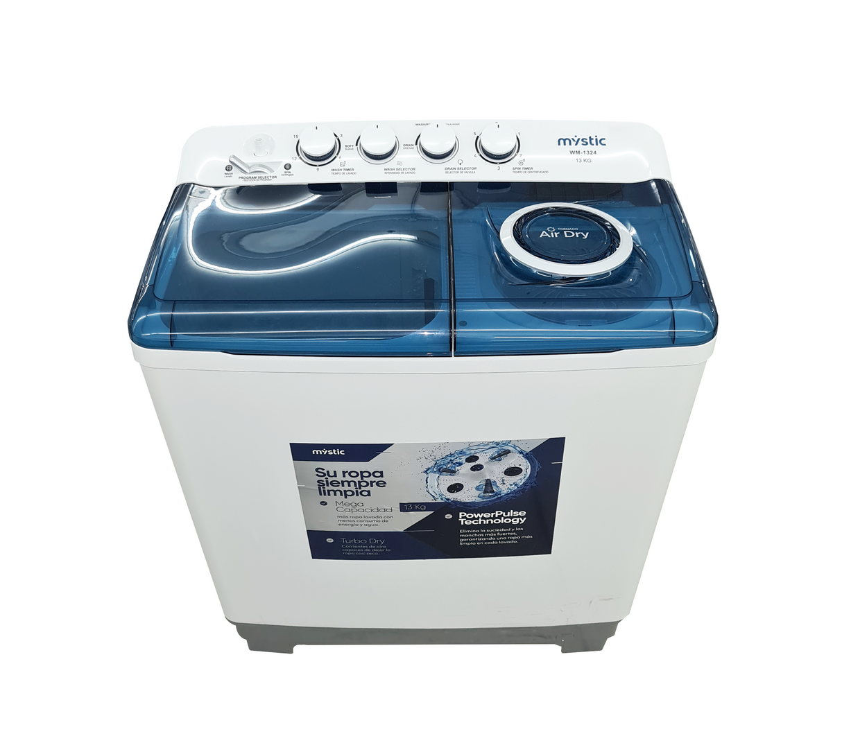 Lavadora semiautomática con bomba doble tina 13kg Mystic