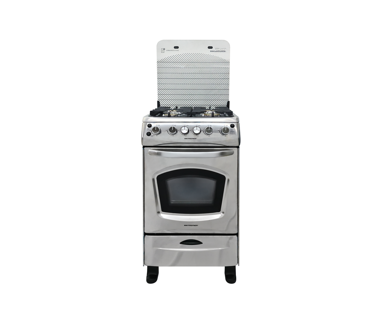 Cocina a gas 20" de piso 4 hornillas con horno acero inoxidable Premier