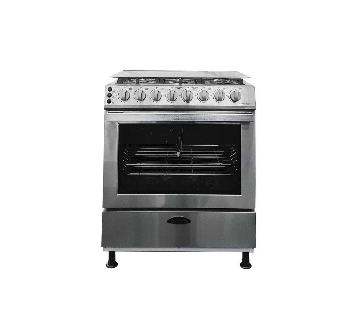Cocina a gas 30" de piso 6h c/asador acero inoxidable Premier