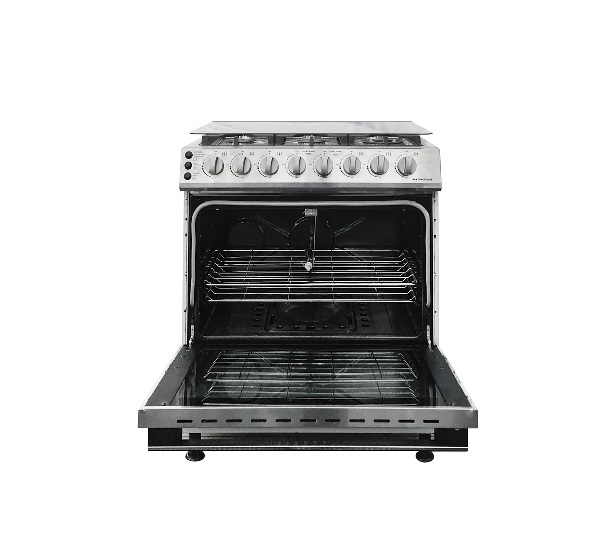 Cocina a gas 30" de piso 6h c/asador acero inoxidable Premier