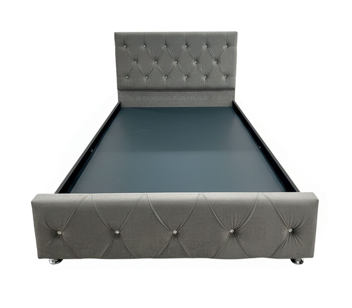 Box spring matrimonial c/copete (140cm x 190cm) dis 3d diamante bipiel gris Fabricadora Man
