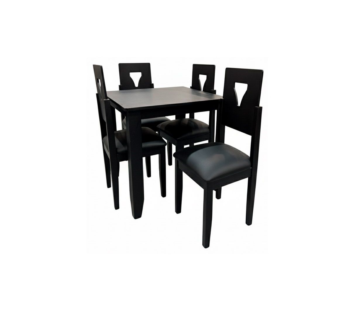 Comedor económico 4 sillas c/tope de madera negro c/diseño de vidrio Mercado Del Mueble