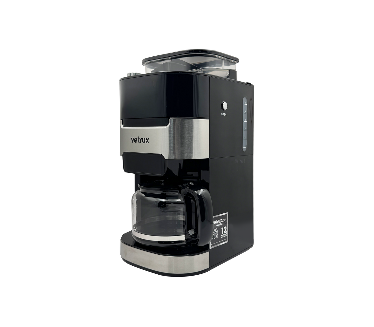 Cafetera con molino grindix negro/acero Vetrux