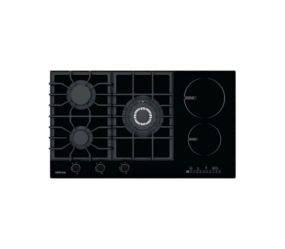 Tope de cocina dual gas/elect 5h 90cm (36") 220V acero Flexi Vetrux