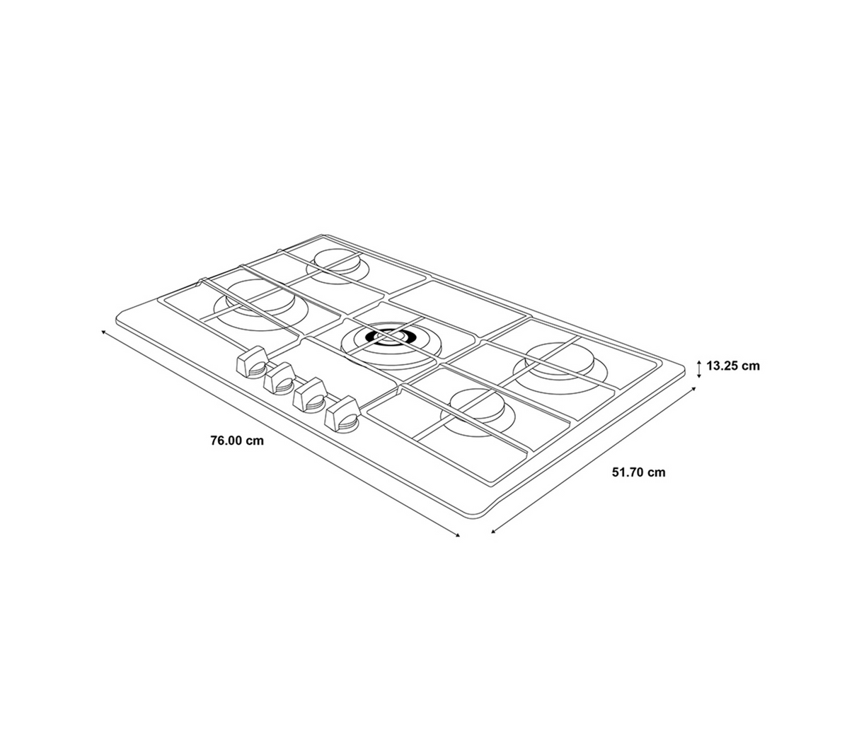 Tope de cocina a gas Profile 5 hornillas 76 cm acero/inox General Electric