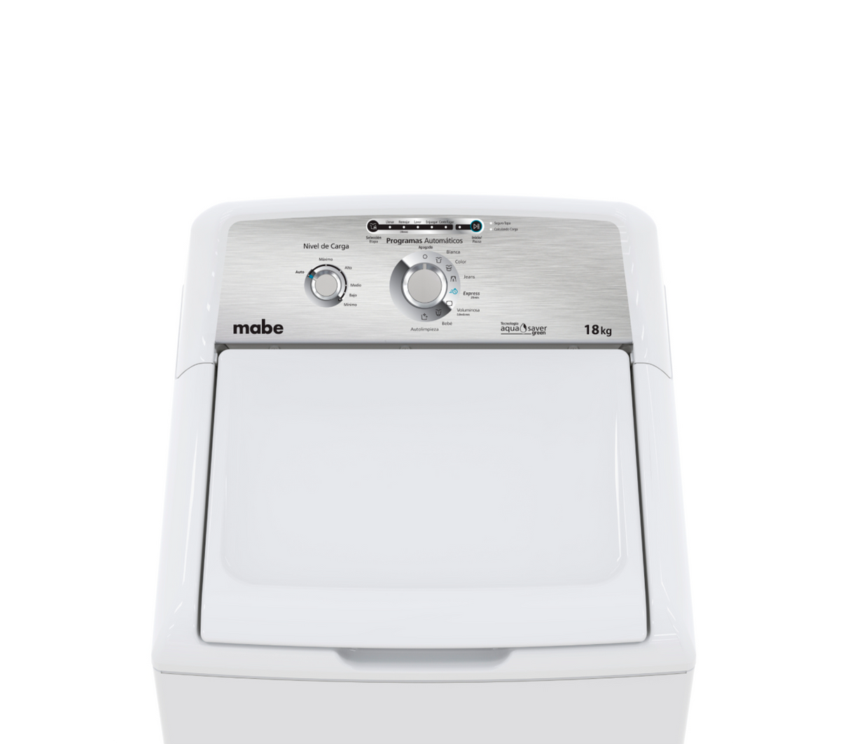 Lavadora automática 18 kg 2 perillas + botón LMA78112CBAB0 blanca Mabe