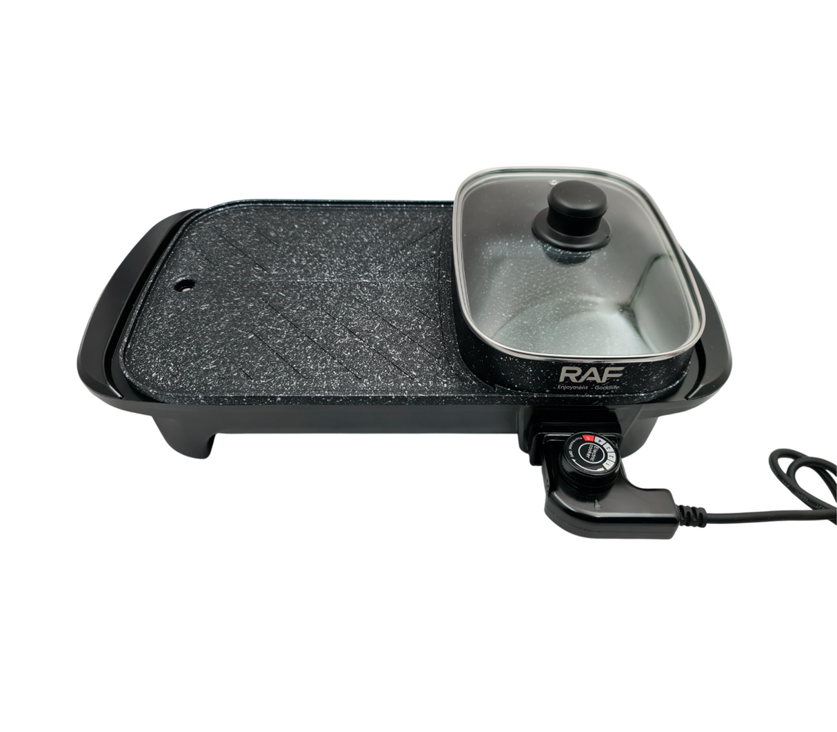 Plancha eléctrica multifuncional 2 en 1 con olla 1200W RAF