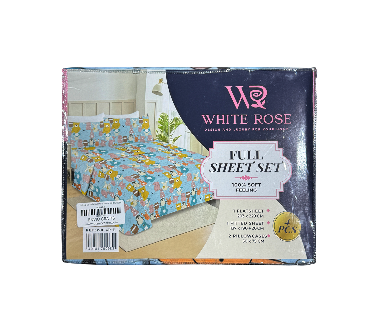 Juego de sábana matrimonial White Rose