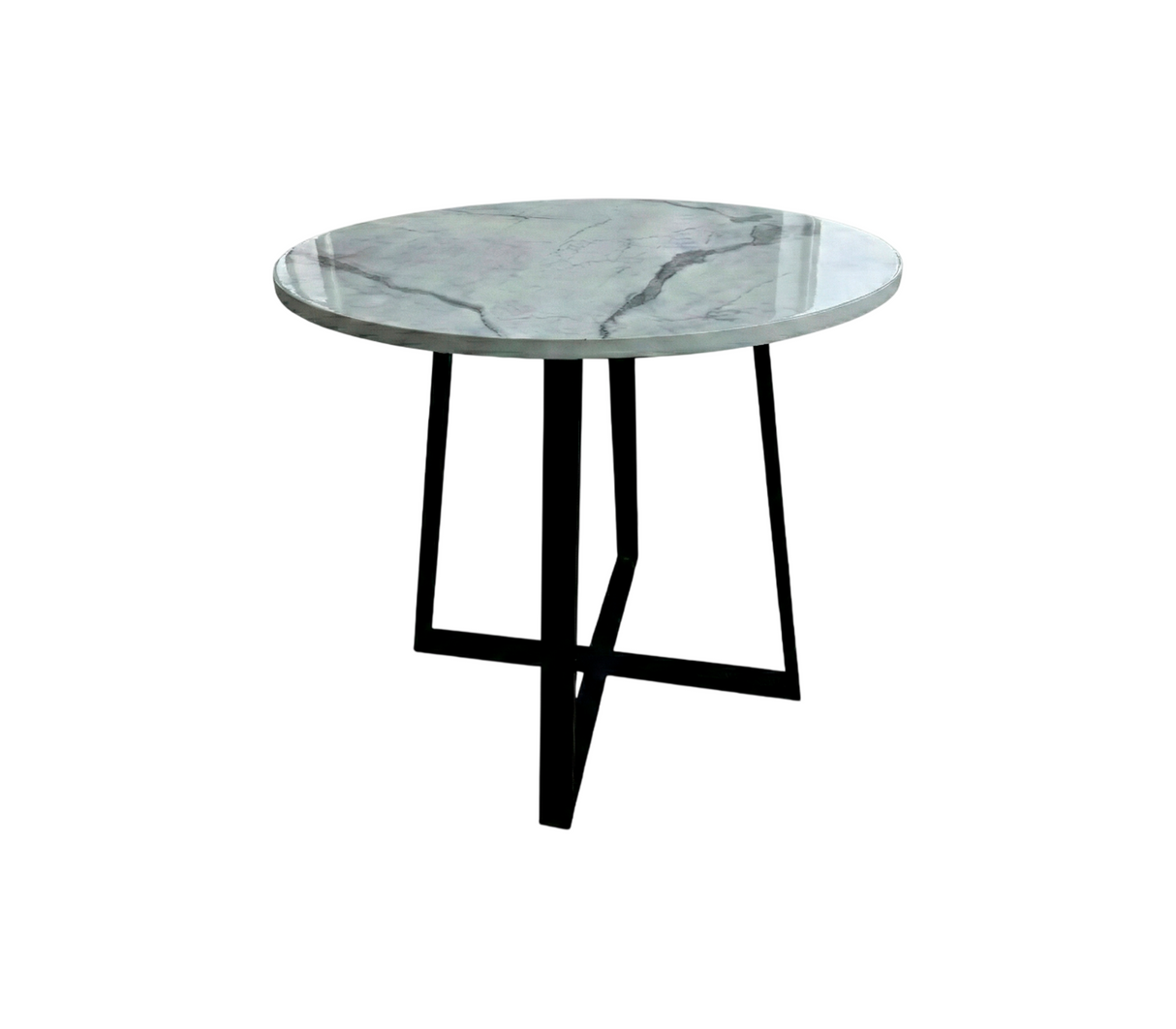 Mesa de comedor 4 puestos c/marmolizado claro redondo Powerfik