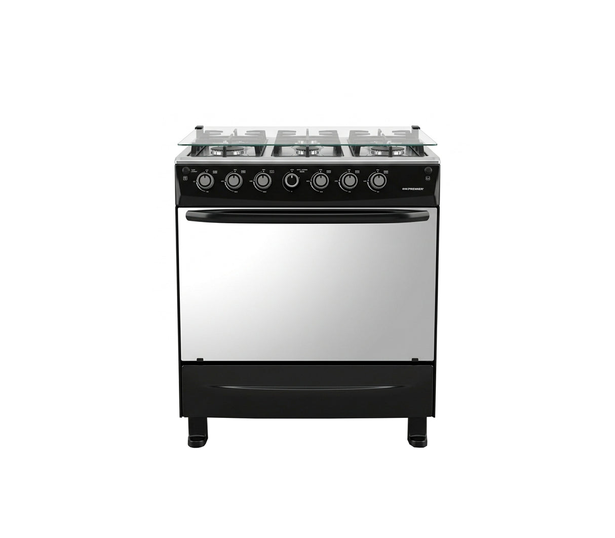 Cocina a gas 30" de piso 6h con horno negro Premier
