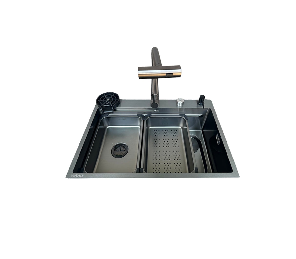 Fregadero Flusso Lite 75 1 tina + accesorios acero inox Vetrux