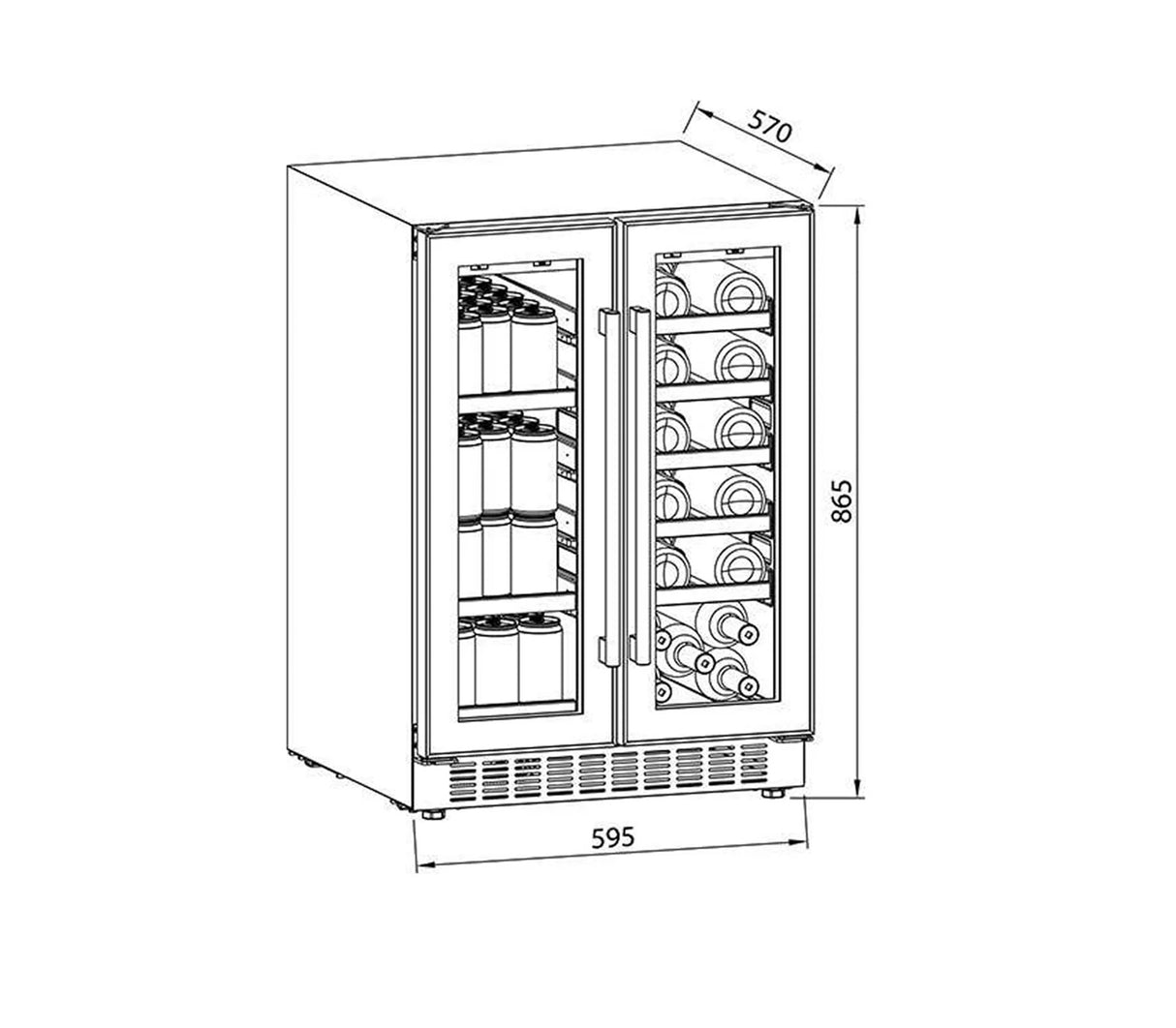 Vinera empotrable con compresor 20 botellas acero Bere Drija