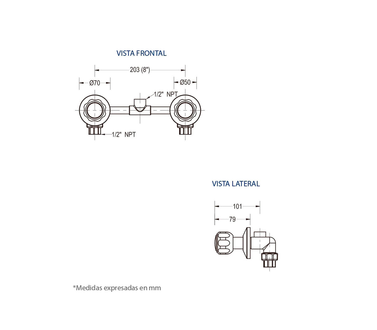 Grupo ducha doble 1/2" Pomo FP