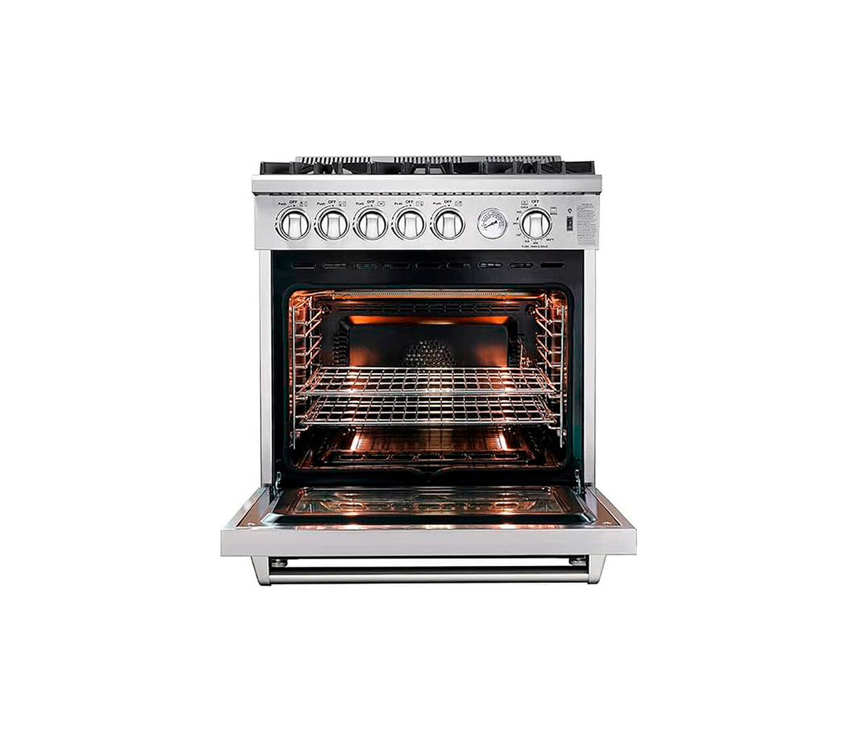 Cocina a gas piso Venecia 76cm 5 hornillas acero Drija