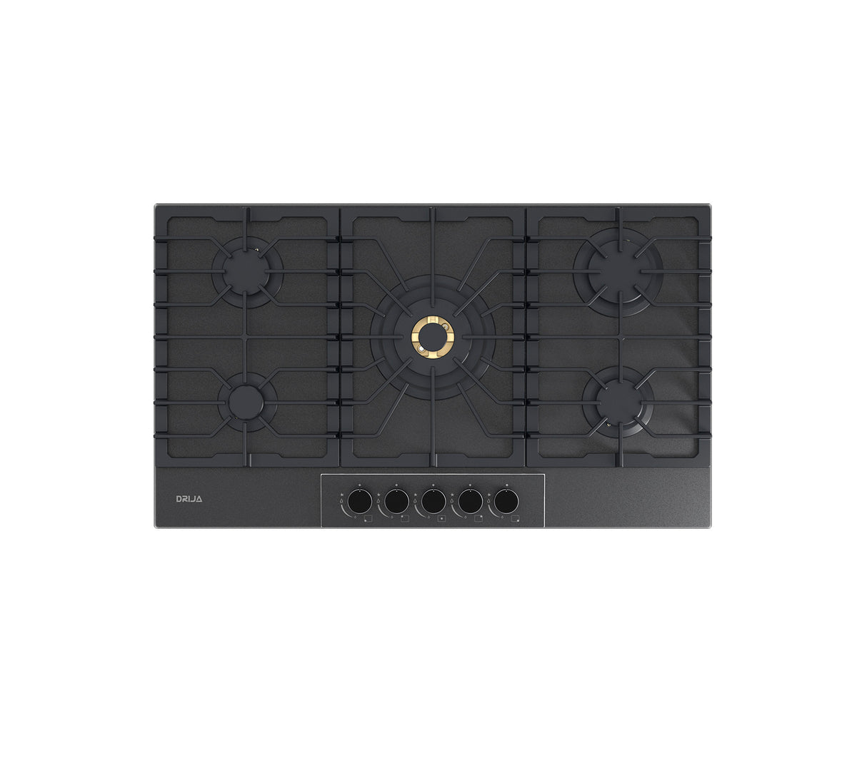 Tope de cocina a gas 5 hornillas 90cm negro Italia Drija