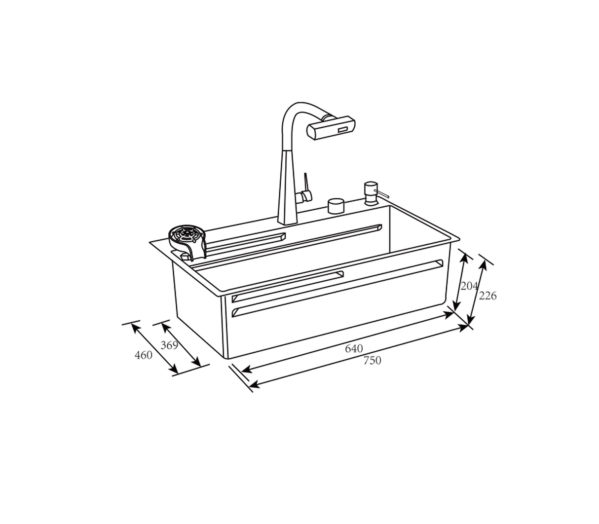 Fregadero Flusso Lite 75 1 tina + accesorios acero inox Vetrux