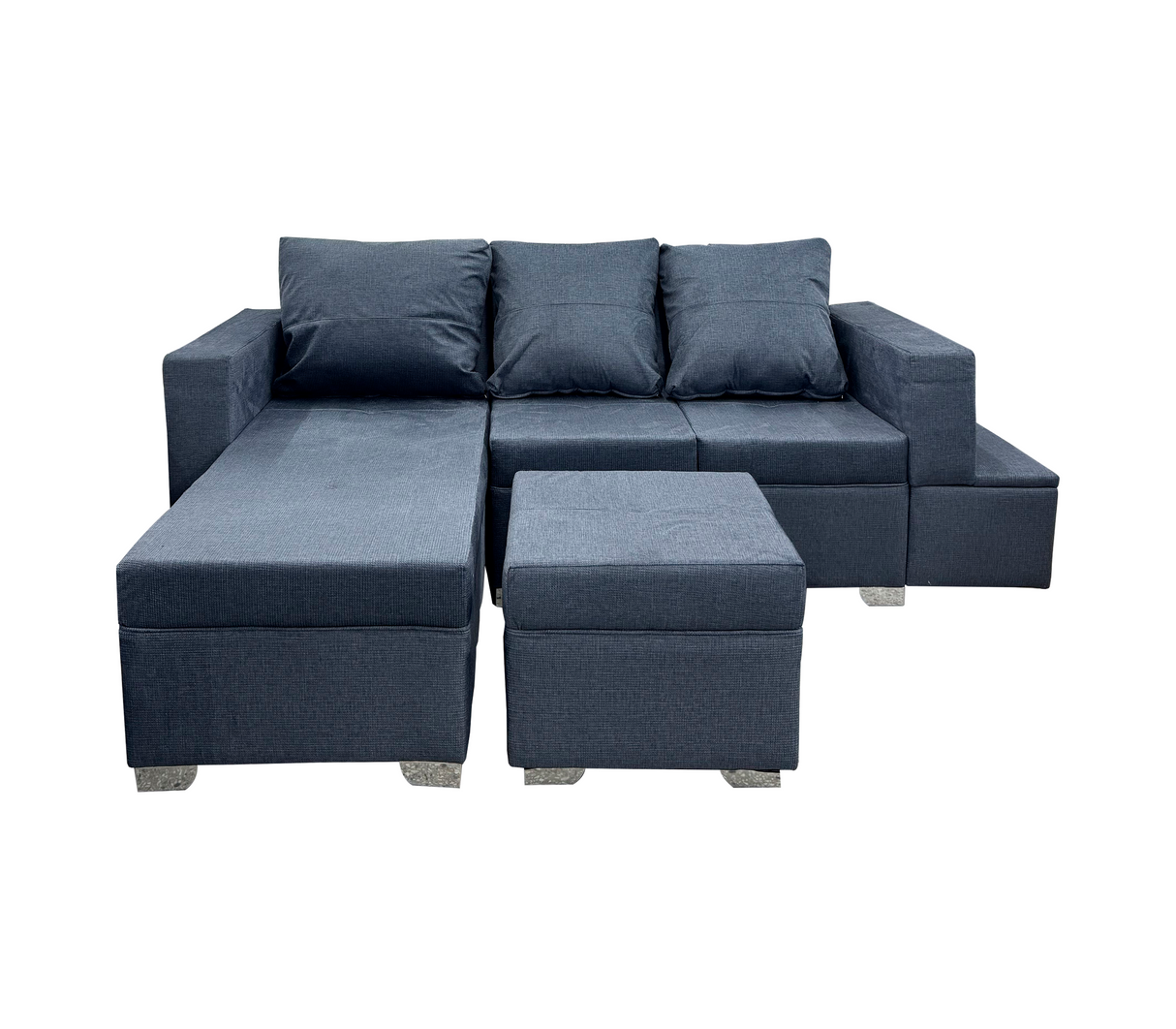 Juego de Recibo Estrada Plus Tipo L 3 Puestos + Chaiselongue Tela de Lujo Okalia