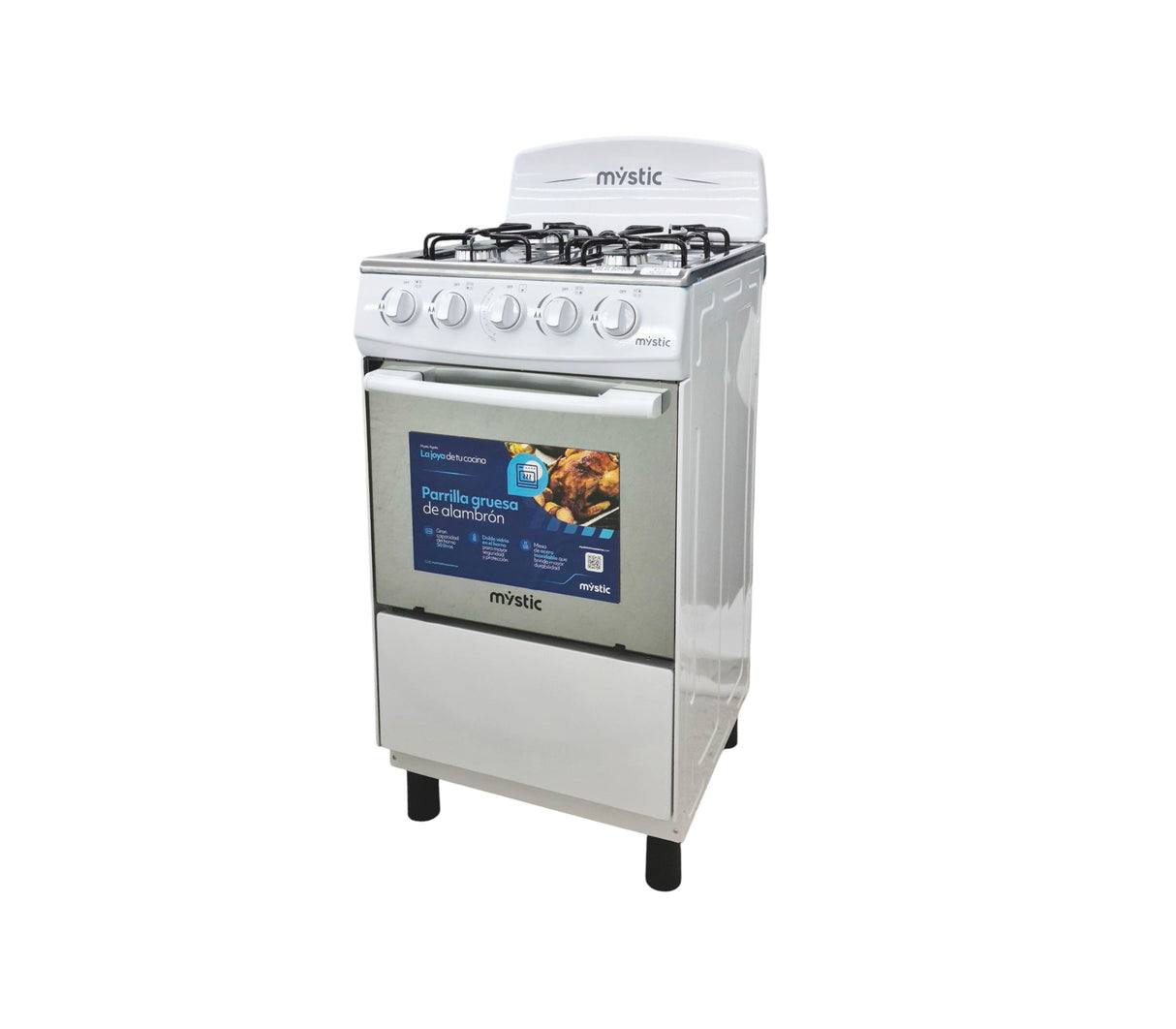 Cocina a gas agata 4 hornillas (20") blanca Mystic
