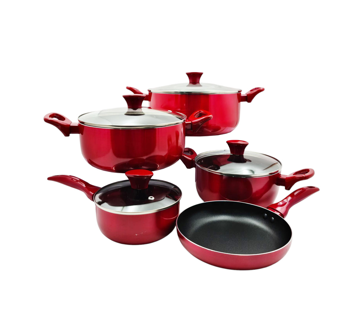 Juego de ollas 9 piezas Delux rojo Sujoya