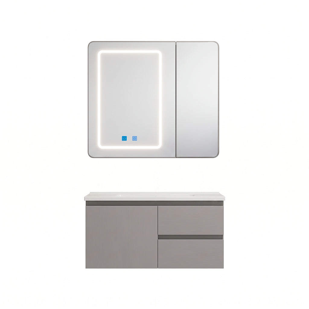 Mueble lavamanos de 60cm con espejo LED touch gris claro 302E Proitaly