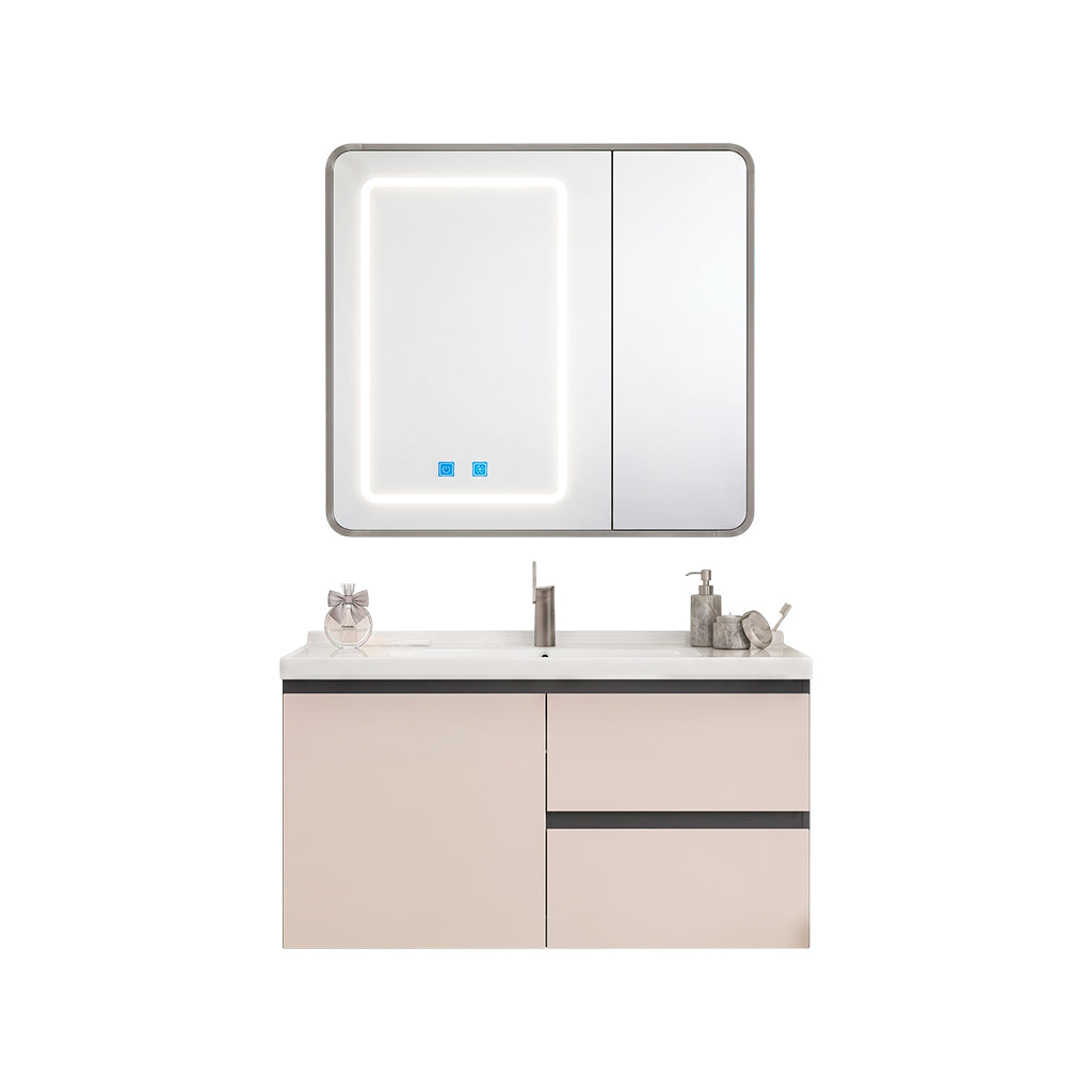 Mueble lavamanos de 70cm con espejo LED touch beige claro Proitaly