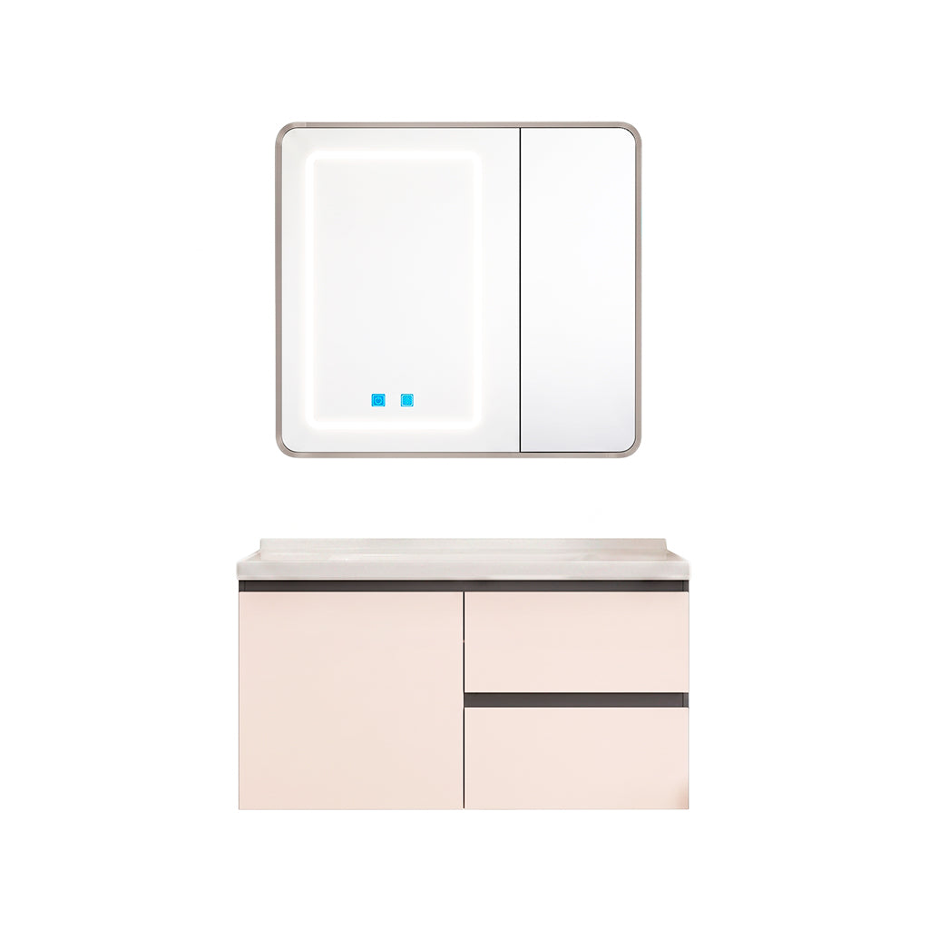 Mueble lavamanos de 70cm con espejo LED touch beige claro Proitaly