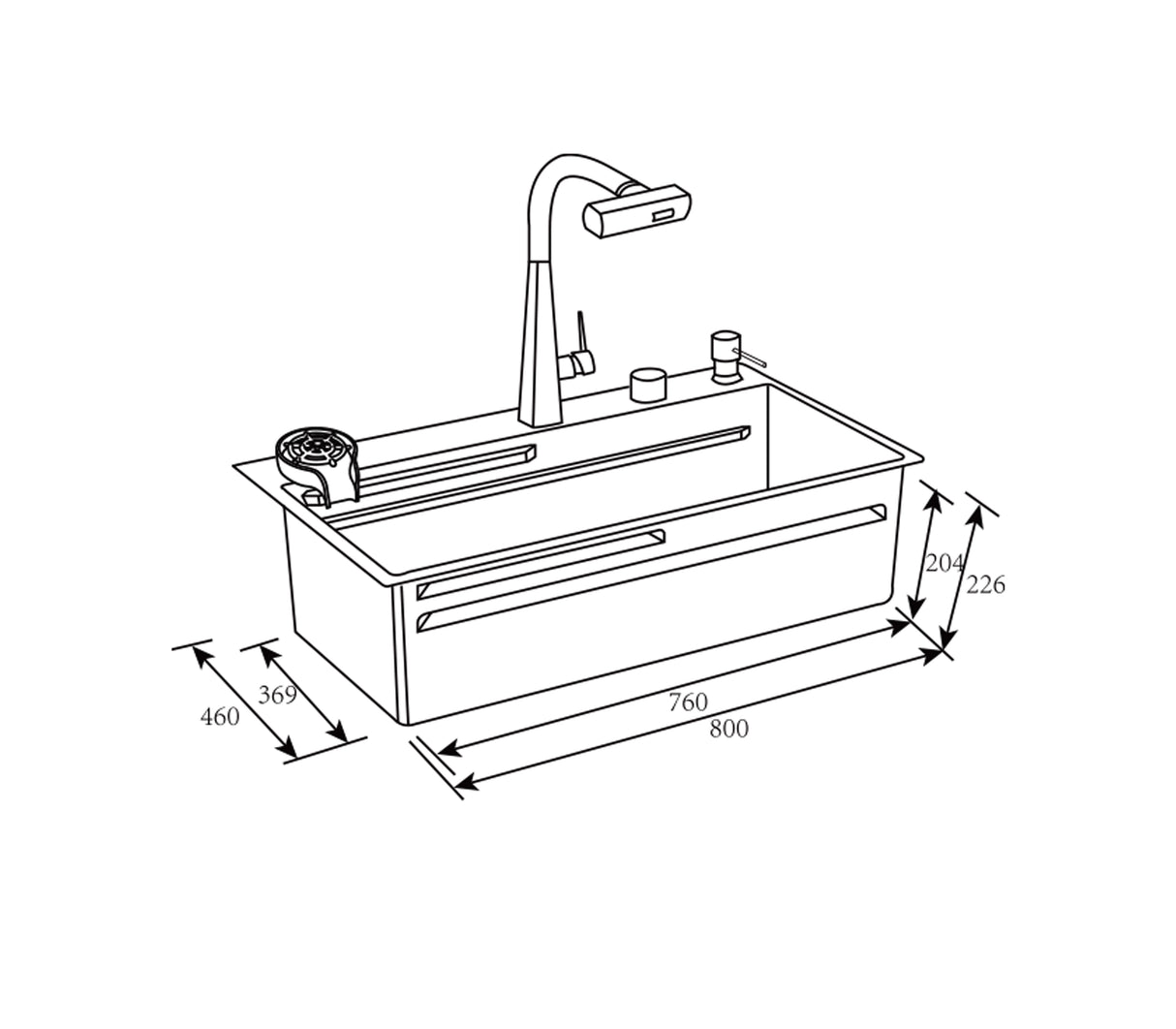 Fregadero Flusso Lite 80 1 tina + accesorios acero inox Vetrux