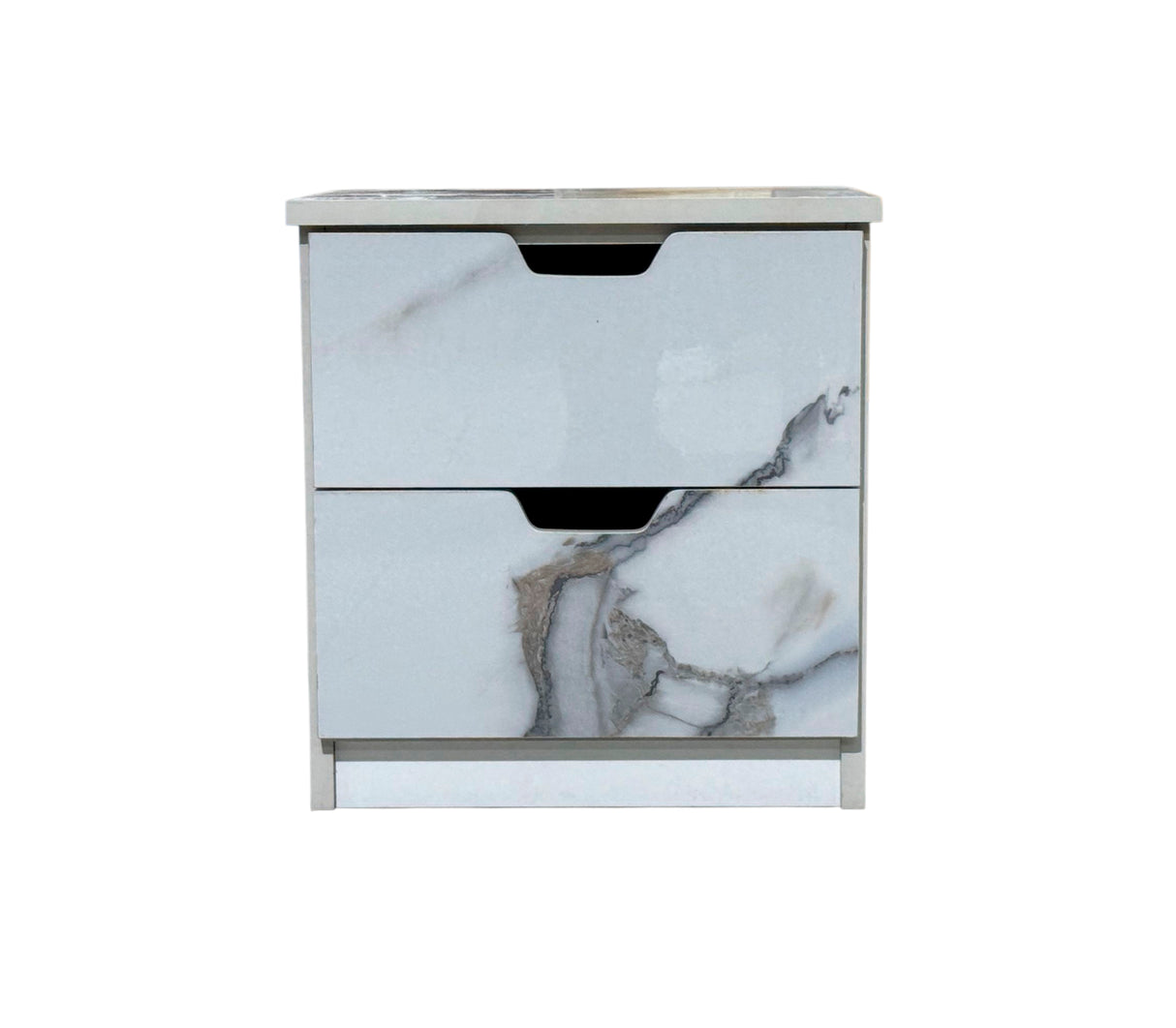 Mesa de Noche en PVC Marmolizado 2 Gavetas Powerfik