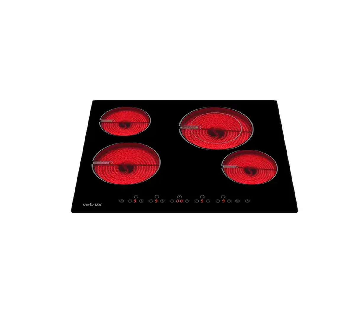 Tope de cocina eléctrico 4H 60CM Prestige negro Vetrux