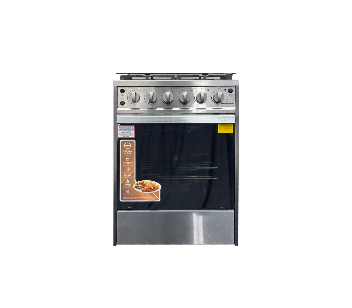 Cocina a gas 24" de piso 4H c/horno acero inoxidable Premier