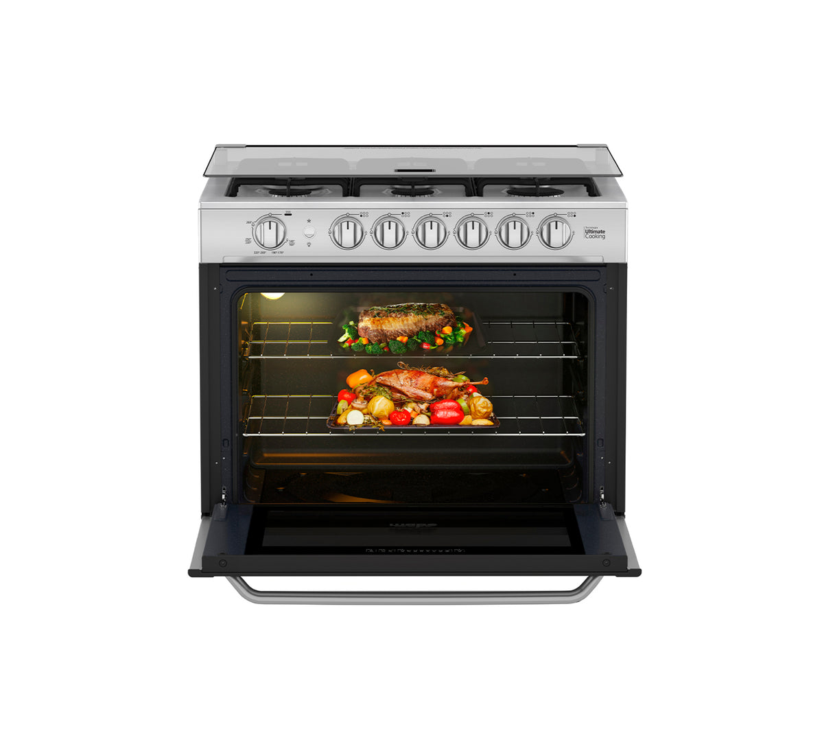 Cocina a gas para empotrar 80cm 6 hornillas silver Mabe