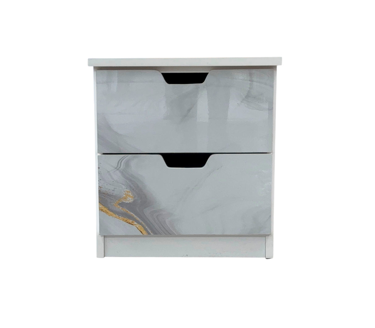 Mesa de Noche en PVC Marmolizado 2 Gavetas Powerfik