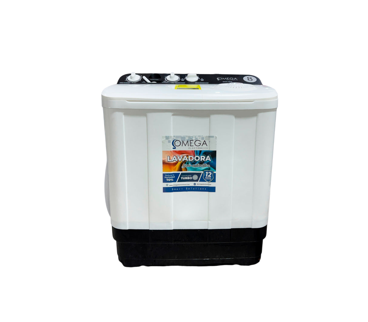 Lavadora 8kg doble tina blanco / panel negro Omega Electronics