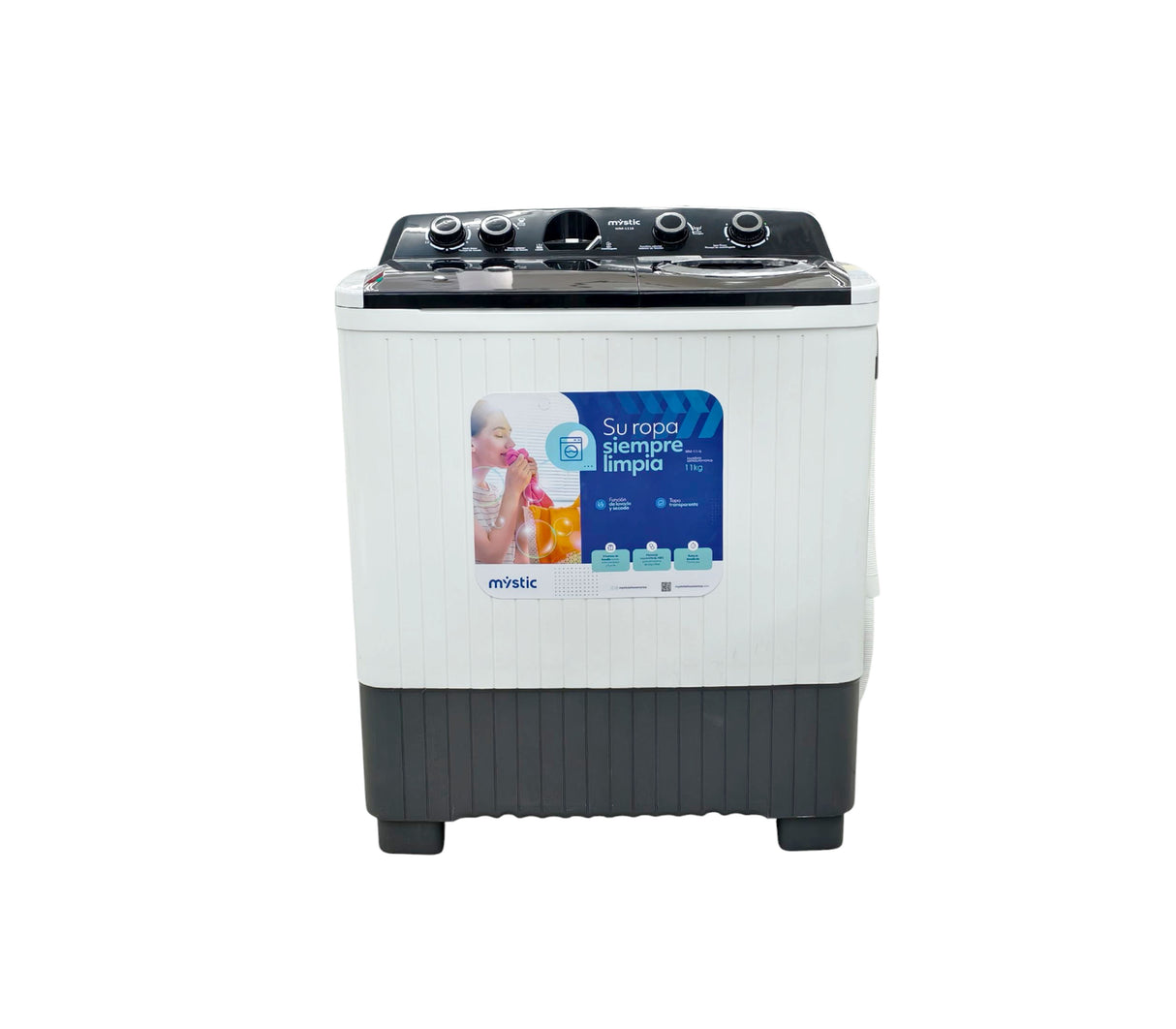 Lavadora semiautomática con bomba doble tina 11kg Mystic