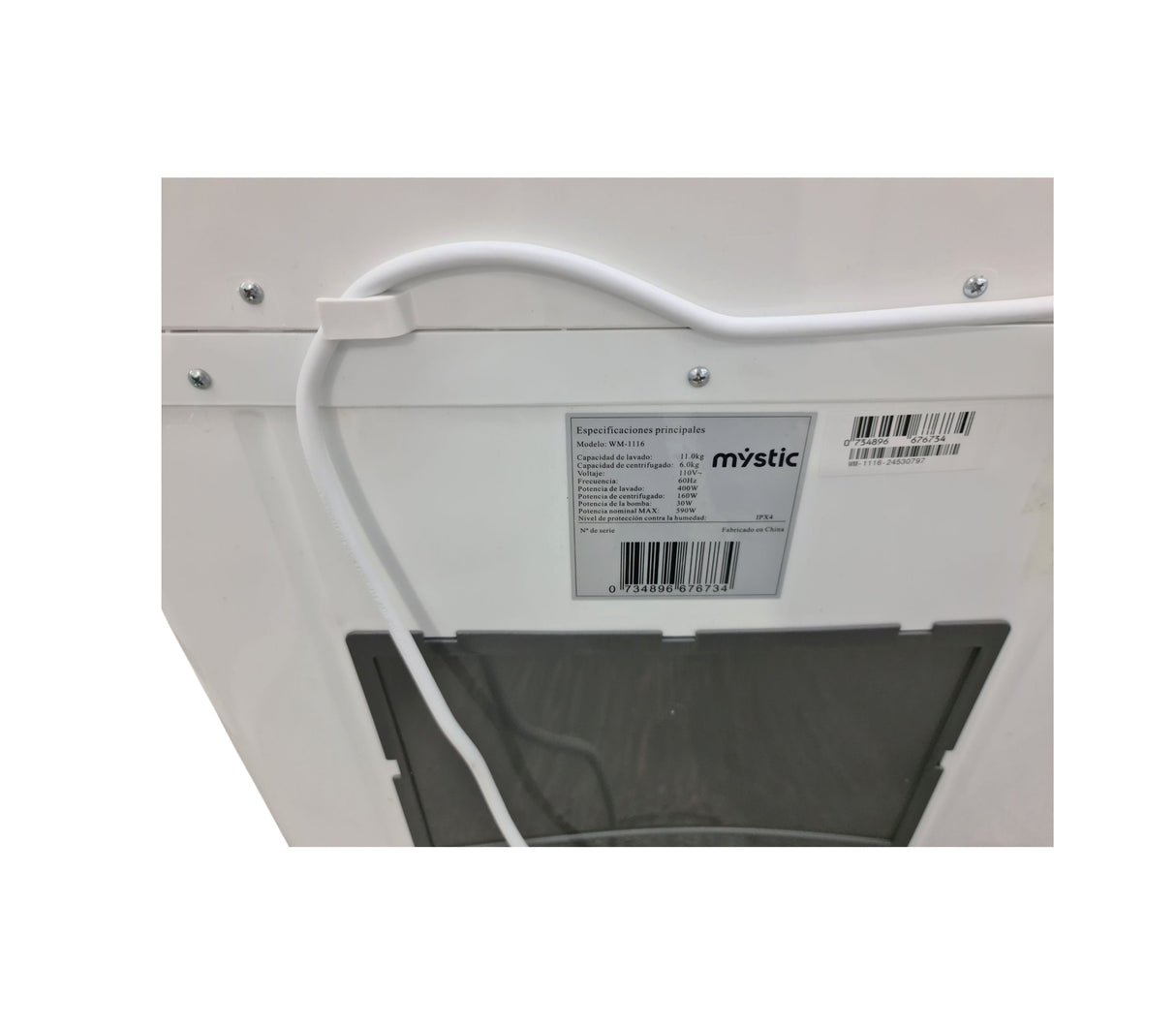 Lavadora semiautomática con bomba doble tina 11kg Mystic